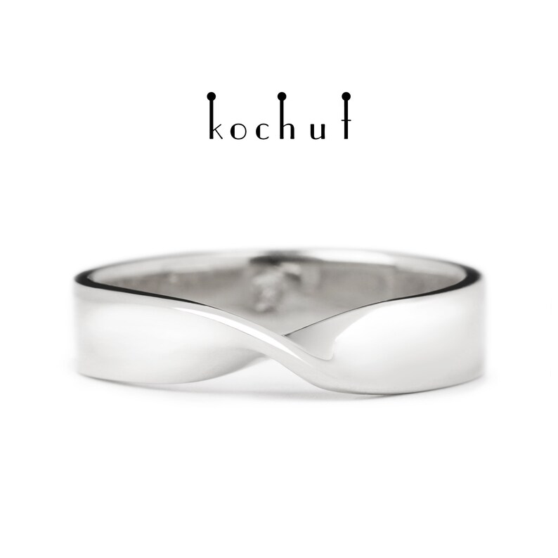 Moebius Ribbon – Silver Wedding Ring Covered White Rhodium - Etsy