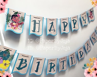 Moana birthday banner/moan banner/baby moana/floral/birthday banner/moana decorations/moana birthday party
