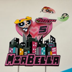 Adorno para tarta inspirado en las chicas superpoderosas/fiesta de las chicas superpoderosas/burbujas