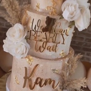 We can bearly wait acrylic cake topper/Acrylic cake topper/ bearly/teddy bear caketopper