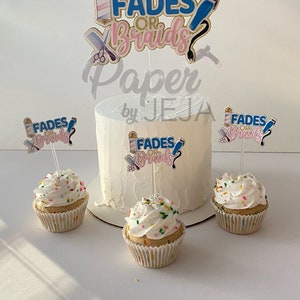 Braids or fades cake topper/Gender reveal/gender reveal cake topper