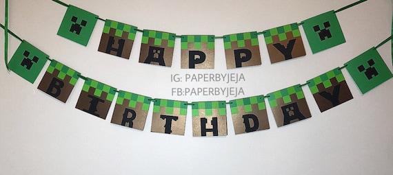 Mc Inspired Birthday Banner Minecraft Etsy