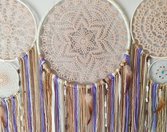 set of 7  dreamcatcher, traumfänger , boho dreamcatcher, beig dreamcatcher, sweet dreams, beig dream catcher, wall hanging,