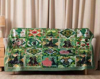 Wicked inspired green elphaba aesthetic for good Sherpa blanket 60x50