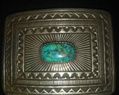 Vintage Sterling and Turquoise Belt buckle