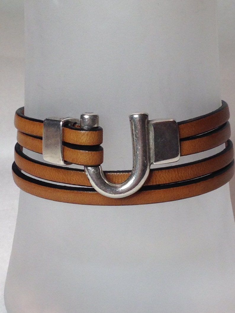 Saddle Tan Leather Horseshoe Wrap Bracelets Etsy