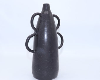 Large Ceramic Stoneware Clay with a black matte Glaze, Handmade tall Vase