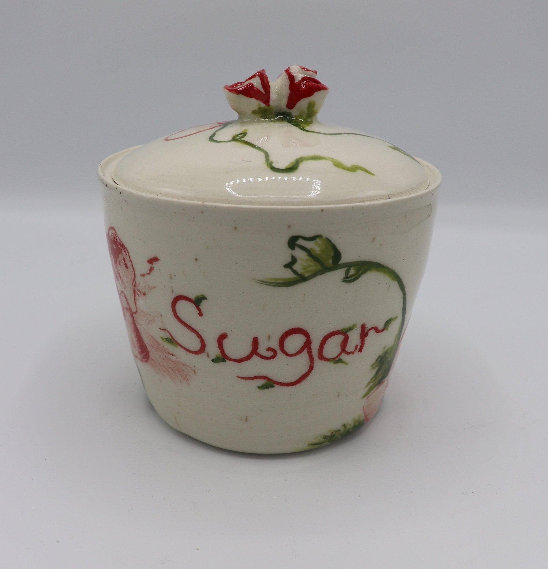 Painted sugar ceramic jar with lid stoneware white pottery Etsy Polska