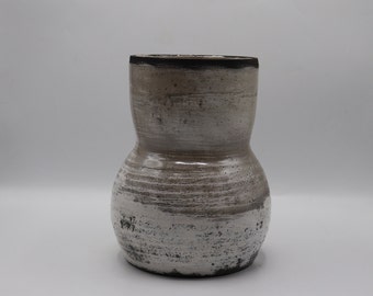 Large Ceramic white Raku Clay with a peacock matte raku Glaze, Handmade tall Vase