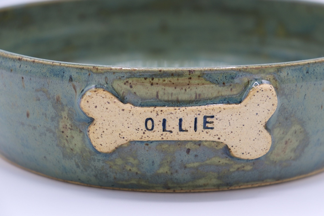 Handmade ceramic pottery dog bowl that can be personalized Etsy