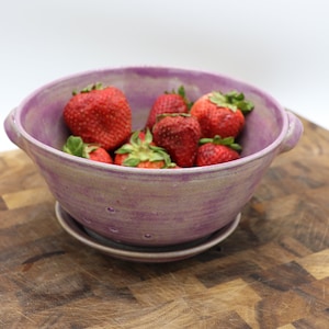Ceramic Berry Colander with Saucer - Berry Bowl - Fruit Strainer - Pottery