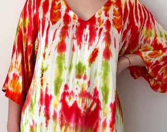 Handmade Shibori Silk Dress: Long Oversized Summer Dress