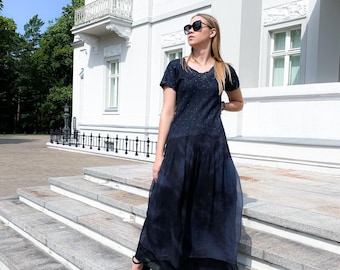 Black Silk Wedding Dress: Goth Merino Wool Clothing