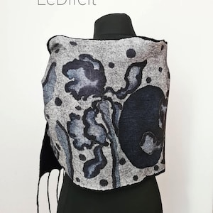 Hand-Painted Iris Felted Scarf: Merino Wool Silk Scarf