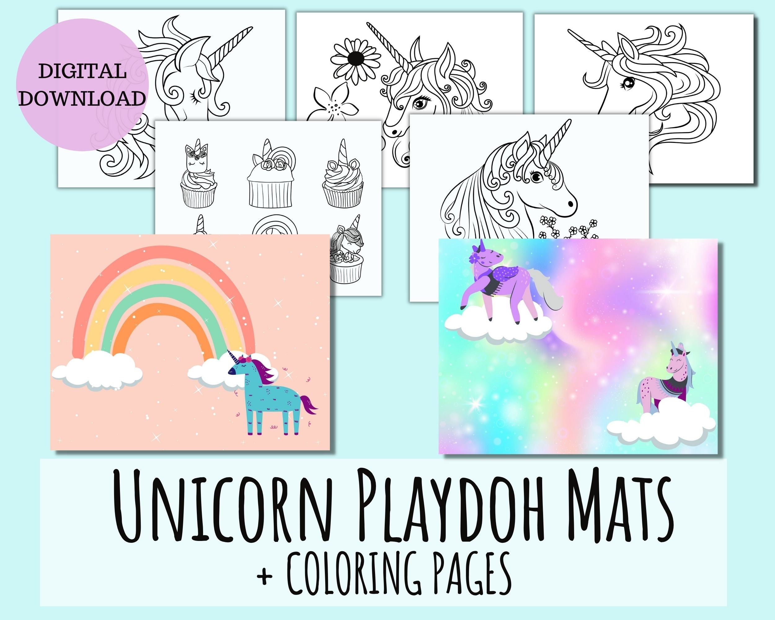 Unicorn Themed Playdoh Mats Playdough Birthday Party Preschool Kids  Activity Coloring Sheets Sensory Play Montessori Toy Easy Printable Girl