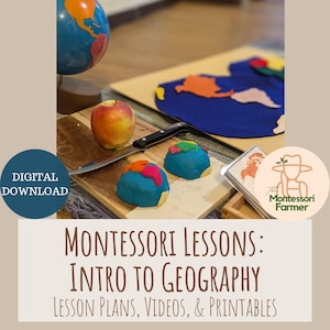 Géographie Montessori Continents Introduction Le monde Leçons vidéo Cartes d'activités imprimables pour la maternelle École primaire à la maison
