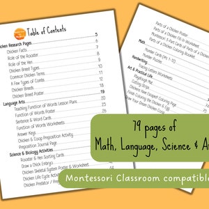 Chicken Unit Study Montessori Homeschool Science Printable 3 Part Cards Nature Activity Preschool Worksheet Kids Activity Language Math image 2