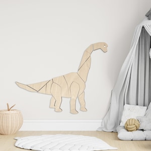 Wooden Dinosaur Long Neck Origami Puzzle, Dinosaur Wall Art, Dinosaur Nursery, Toddler Room, Childs Room