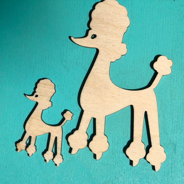 Single Mid Century Modern Wood Poodle Dog, MCM Cutout, Mid Century Modern Shape, DIY Craft Supplies, Blank Shapes, Many Sizes, Atomic Age