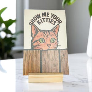 Tarjeta de madera personalizada con diseño de gato, decoración de madera para el hogar con gatitos, placa de madera para amantes de los gatos, regalo para amantes de los gatitos, postal personalizada "Muéstrame tus gatitos"