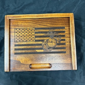 Marines Rustic Flag Box | Personalized Military Flag Box | Wooden Memory Box | Memorial Keepsake | Marine Retirement Gift | Grad Gift