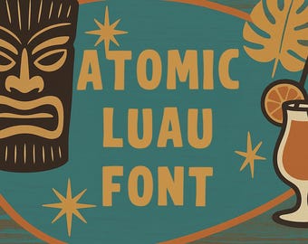 Fonte Atomic Luau: Letras de Exibição Retro Tiki (TTF OTF)