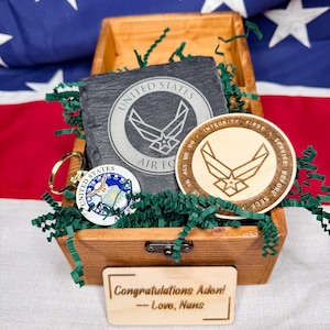 Military Memories Box | Personalized Keepsake for Veterans | Air Force | Army | Navy | Marines | Personalized Box | Handmade Memory |