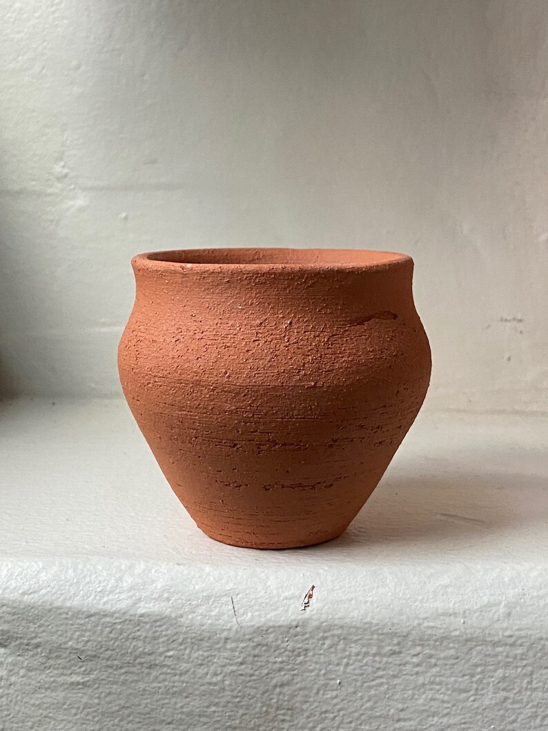 Small Terracotta Vase, Rustic Earthenware Pottery, Handmade & Wheel Thrown image 1