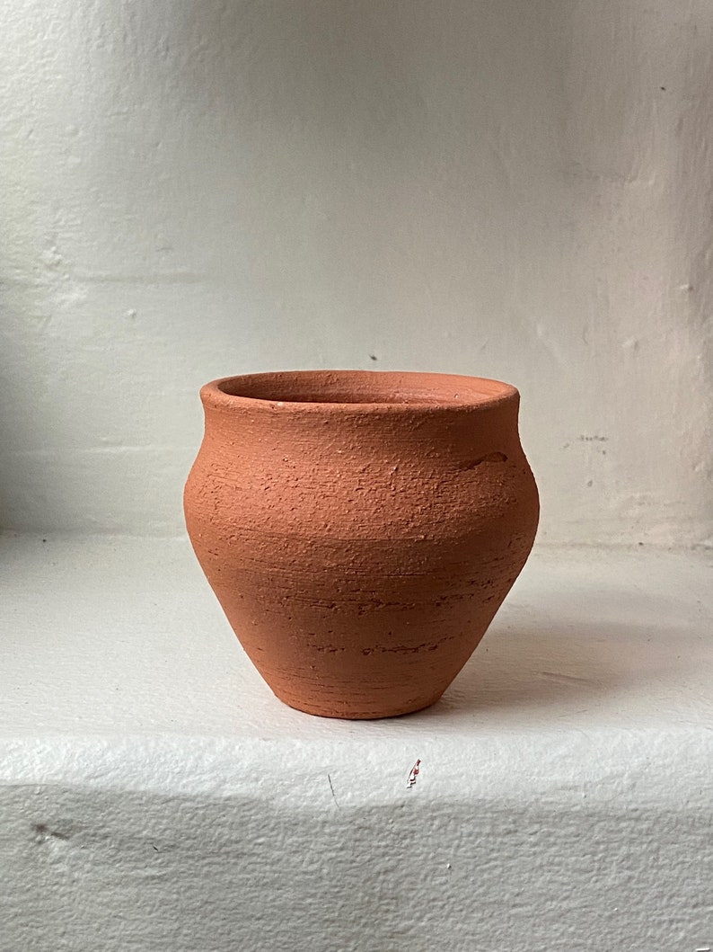 Small Terracotta Vase, Rustic Earthenware Pottery, Handmade & Wheel Thrown image 4