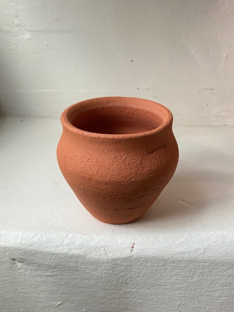 Small Terracotta Vase, Rustic Earthenware Pottery, Handmade & Wheel Thrown image 3