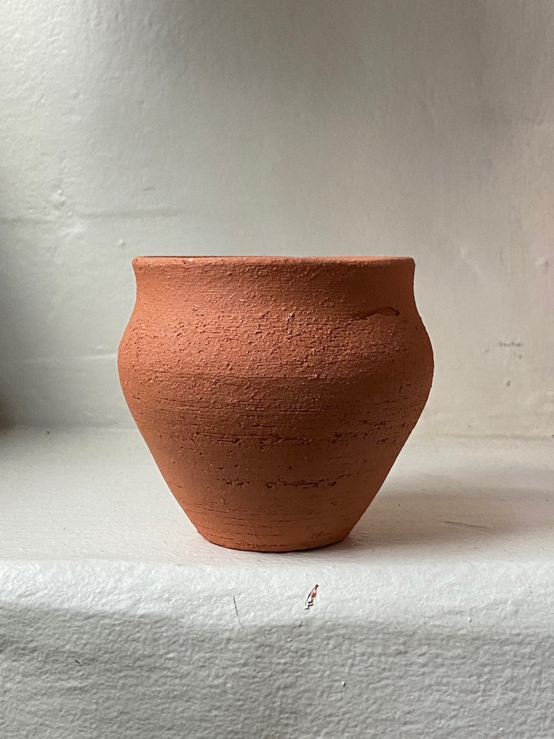 Small Terracotta Vase, Rustic Earthenware Pottery, Handmade & Wheel Thrown image 2
