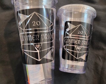 Ready to Ship 16 oz Tumbler: RPG D&D Dice Gaymer