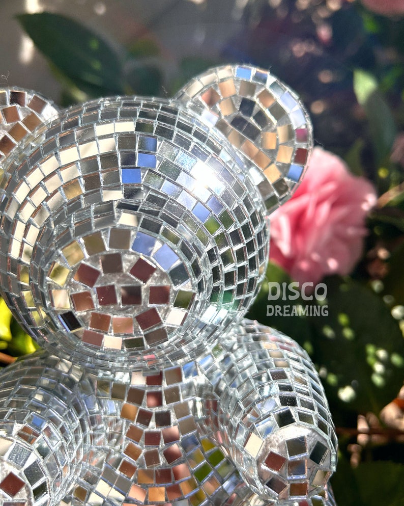 Disco Bears, Disco Teddy Bear, Disco Gifts, Disco Aesthetic, Wedding Decor, Mirrored Glass