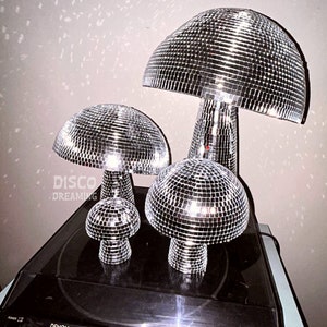 Disco Mushroom, Mirrored Mushroom, Disco Ornaments, Decor Aesthetic, Wedding Decor