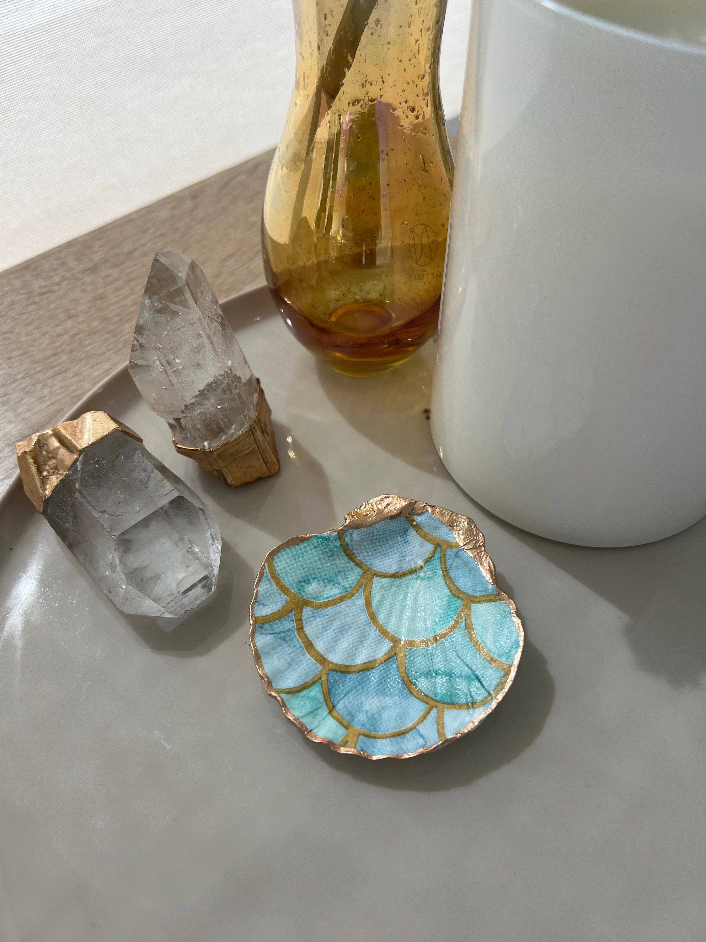Mermaid Print-recycled Seashell Dish for Jewelry & Rings. Handmade ...
