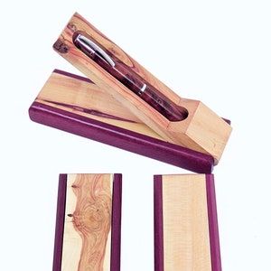 Wooden Lilac Pen Holder, Customized Pen Box, Figured Lilac Pen Box, Wood Box, Figured Lilac Pen Case