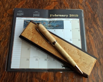 Vogelaugen-Ahornstift und Rosenholzbox, Geschenk zum Abschluss