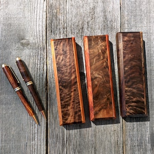 Sale!  Father&#39;s Day gift, Gift for Groom, Sparkler Highly Figured Walnut Pen Box Collection, Handmade Pen Box,  Wooden Pen box, Pen Box