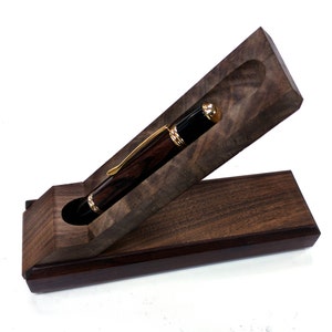 SALE!  Graduation Gift, Highly Figured Walnut Standing Pen Box, Pen Box,, Wooden Pen Holder, Wooden Pen, Gift for him