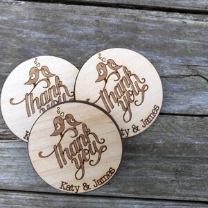 Wedding Thank You Favors, Wooden Tokens, Wedding Wooden Nickels