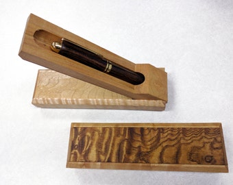 Vatertag, Geschenk für den Bräutigam, antike Stift Holzkiste, japanische Asche, Stift Holzkiste, Stifthalter, Stift stehen, antik, Geschenk für ihn