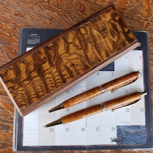 Japanese Ash Pen and Pencil Box Set, Antique Reclaimed pen and pencil set made from a piano