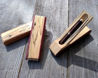 Father's Day gift, Spalted Maple Pen Boxes, Gift for him,  Pen and Pen Box, Handmade Pen Box, Personalized Pen Holder