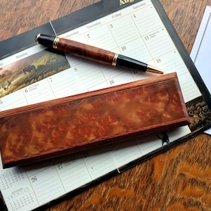 Sale!!  Graduation Gift, Camphor Burl Pen and Pen Box, Wooden Pen Box