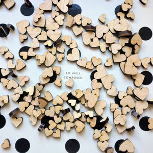 200+ Confetti, Wooden Heart Confetti, Tiny Heart Confetti, Heart Table Confetti
