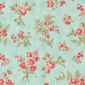 Collections Etchings Aqua  44331 12 Moda Grateful Garden Florals Sold by the yard