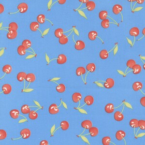 Fruit Cocktail Blueberry Cherry Orchard by Fig Tree für Moda 20462-13 100% Baumwolle Stoff verkauft Bulk Lager