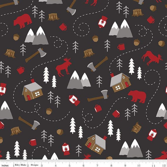 Riley Blake Designs FAT QUARTER Into the Woods Main Red Lori Whitlock ...