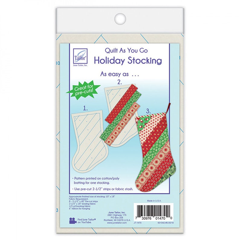 Quilt As You Go Christmas Stocking Moda # JT 1470 June Tailor