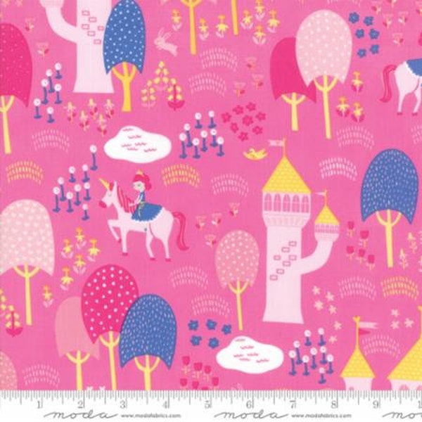 Once Upon A Time Peony  20592 15 Moda  Designed by Stacy Iest Hsu Children's Fabric  Palace, horses and princesses